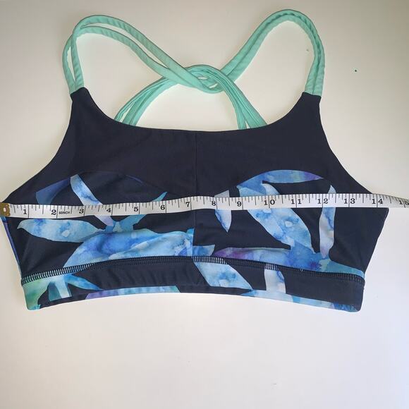 MPG Sport Navy Multicolor Sports Bra Turquoise Criss-Cross Straps Size Small - Picture 9 of 10